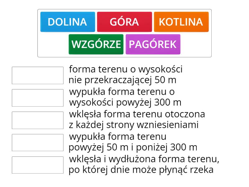 Zad 10 Formy Terenu Sprawdzian Geografia Klasa 7 FORMY TERENU - Match up