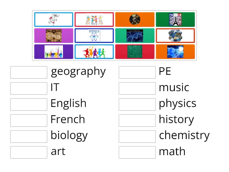 Gateway A2. U1 Vocabulary. School subjects - Match up