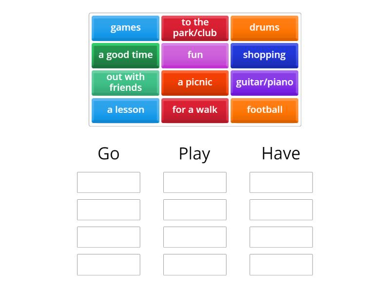 Focus 1 Unit 1 - Go/Play/Have - Group sort