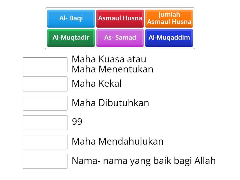 Asmaul Husna kls 6 - Match up