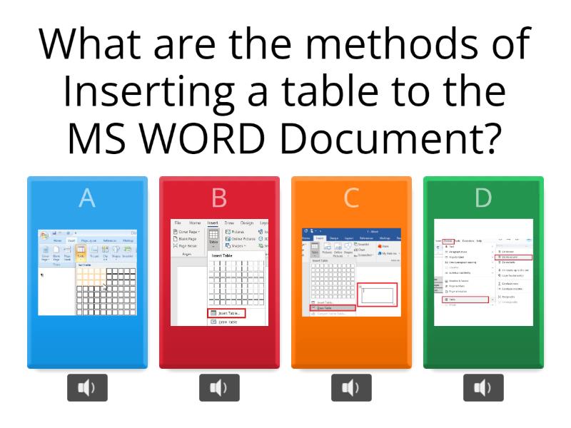Inserting Tables In Word document by HCC Rasika Teacher - Quiz