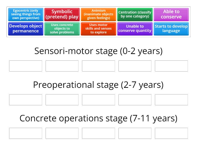 Piaget's stages of cognitive development - Group sort