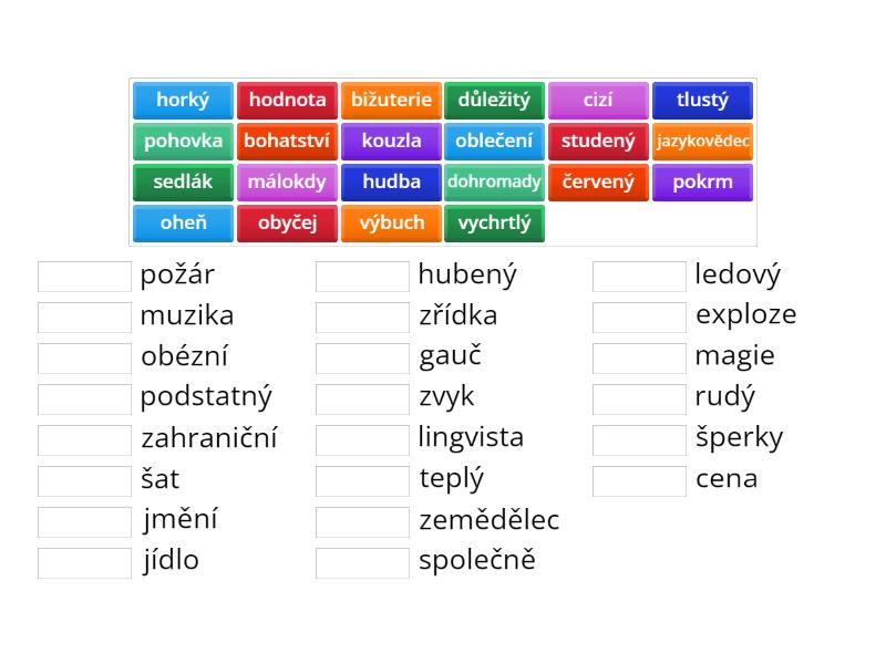 Synonyma - procvičování - Match up