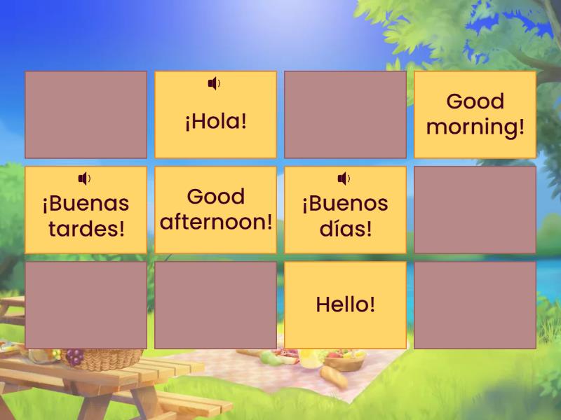 Greetings - (Spanish/English) Level 2 - Matching pairs