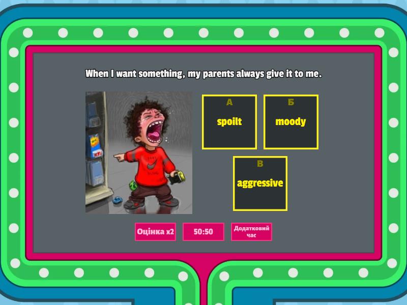 New English File Intermediate 1B Personality adjectives - Gameshow quiz