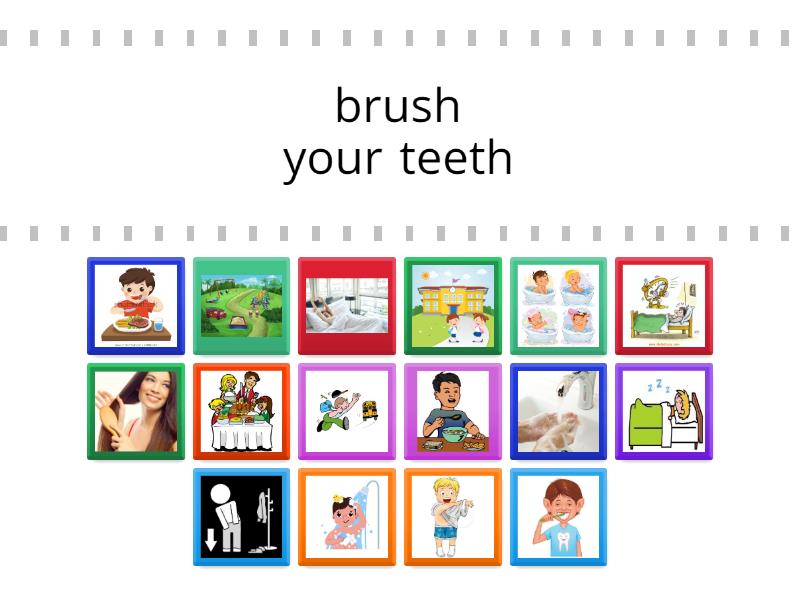 Super minds 2 Unit 1 My day - Find the match