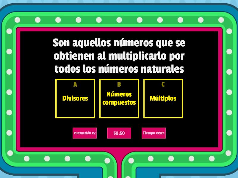 Cuestionario Sobre Los Múltiplos Y Divisores - Concurso De Preguntas