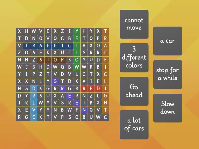 Traffic game! - Wordsearch