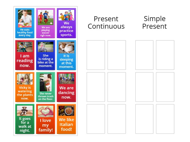 Present Continuous x Simple Present - Group sort