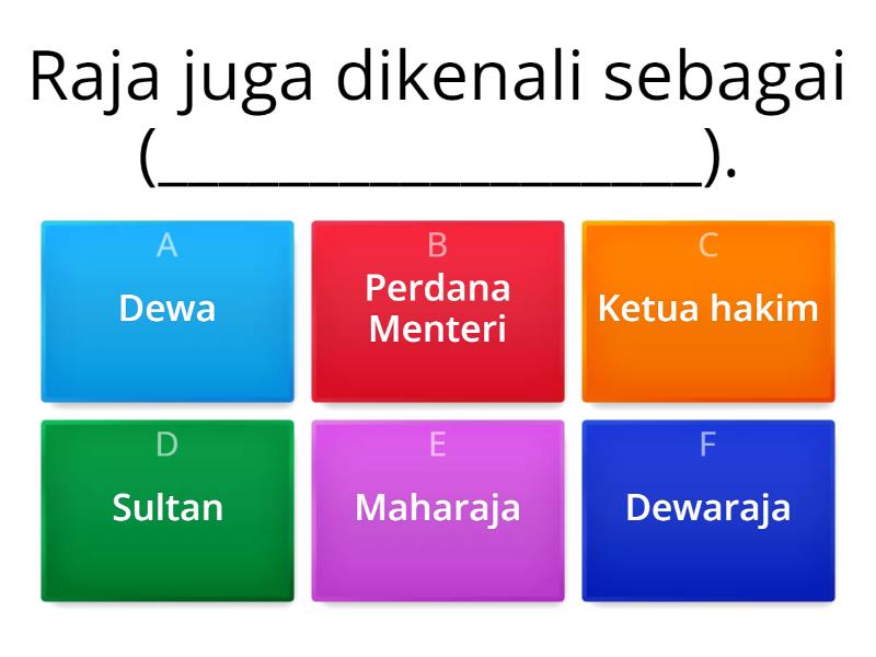 PENGERTIAN RAJA DAN KERAJAAN - Cuestionario