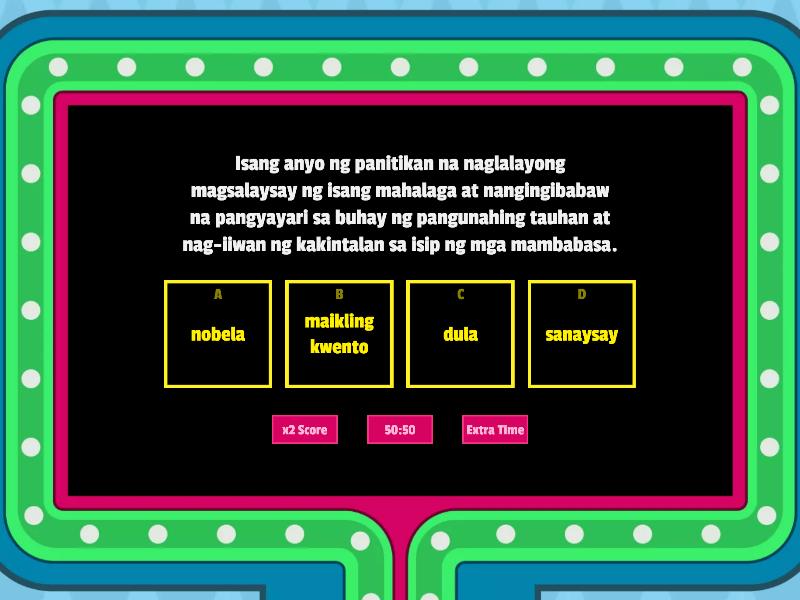 Maikling Pagsusulit (maikling Kwento) - Gameshow Quiz