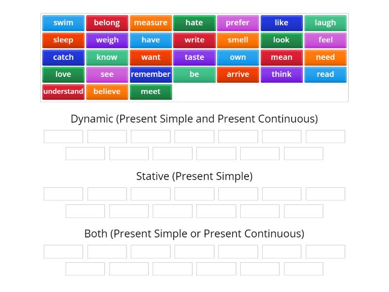 Steps Plus 7, Dynamic & Stative Verbs - Group Sort