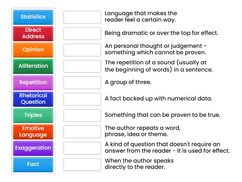 AREDFOREST for PERSUASIVE WRITING - Match up