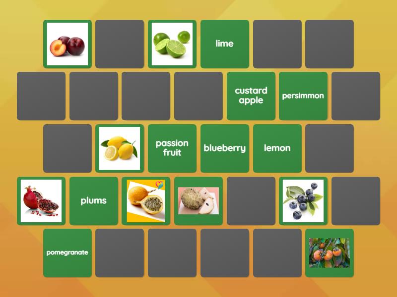 FCE - match fruits and vegetables to their names - Matching pairs