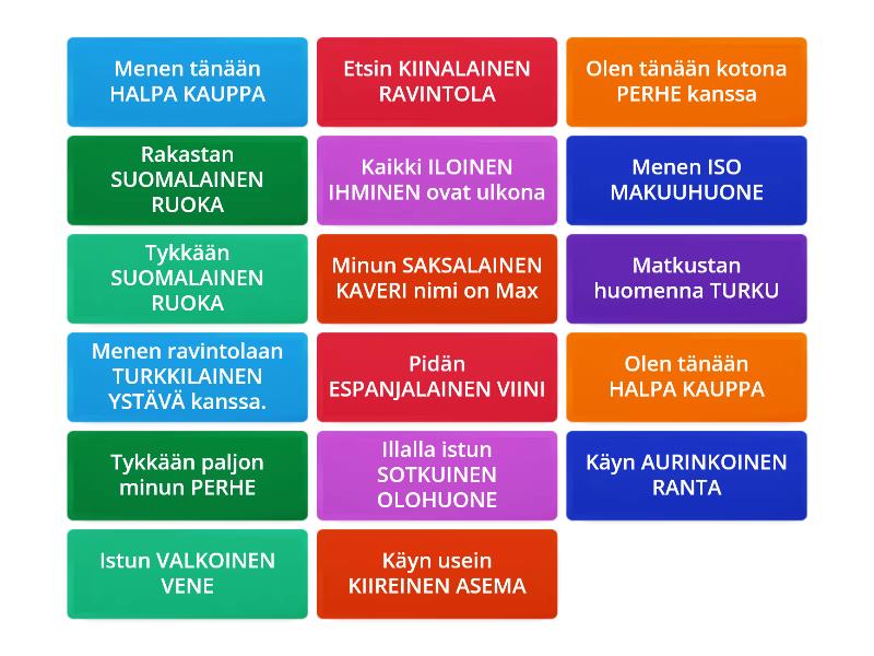 Sanatyypit Nen + E - Kaksipuoleiset Kortit