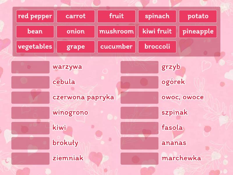 Together dla klasy 4: fruit and vegetables unit 5 - Match up