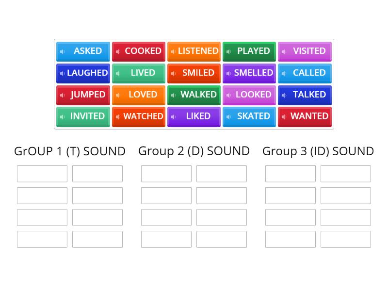 PAST SIMPLE TENSE : REGULAR VERBS -ED - Ordenar por grupo