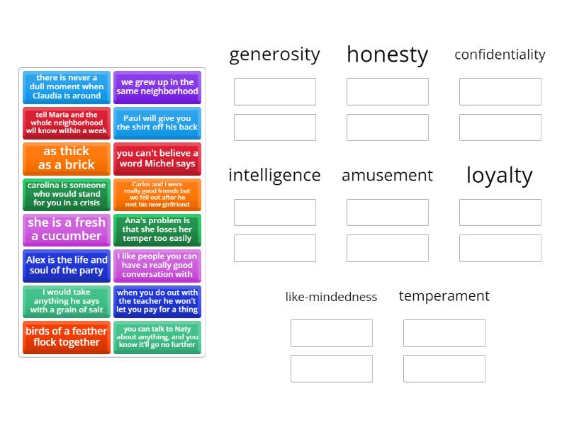 friendship values - Group sort