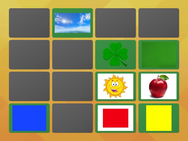 RED YELLOW GREEN BLUE PINK ORANGE BROWN PURPLE Matching pairs