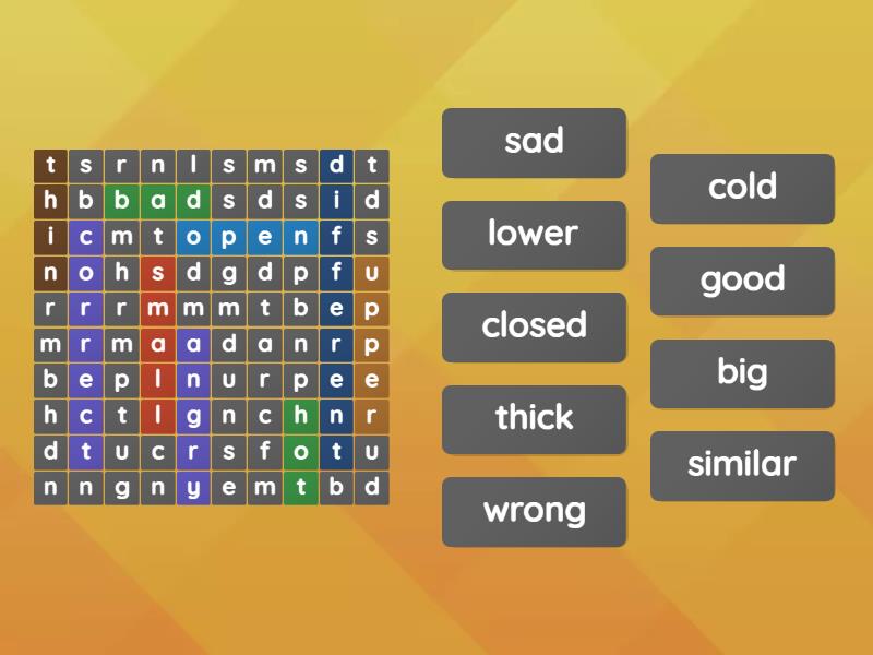 find the pairs of words with the opposite meaning