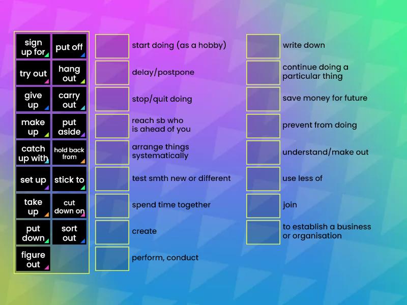 Pilot 4 unit 3 phrasal verbs - Match up