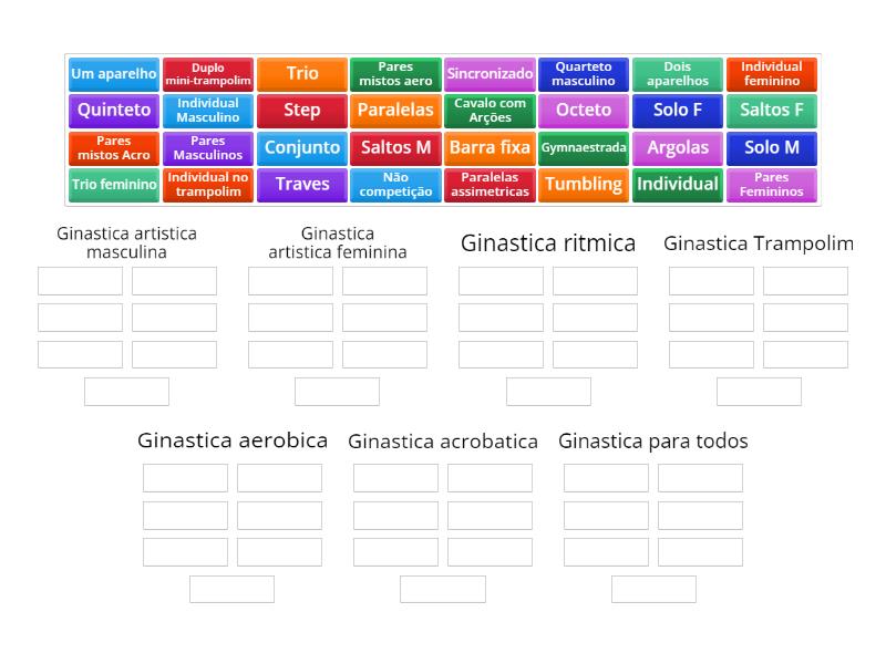 Atividade Ginastica Modalidades x Provas - Group sort
