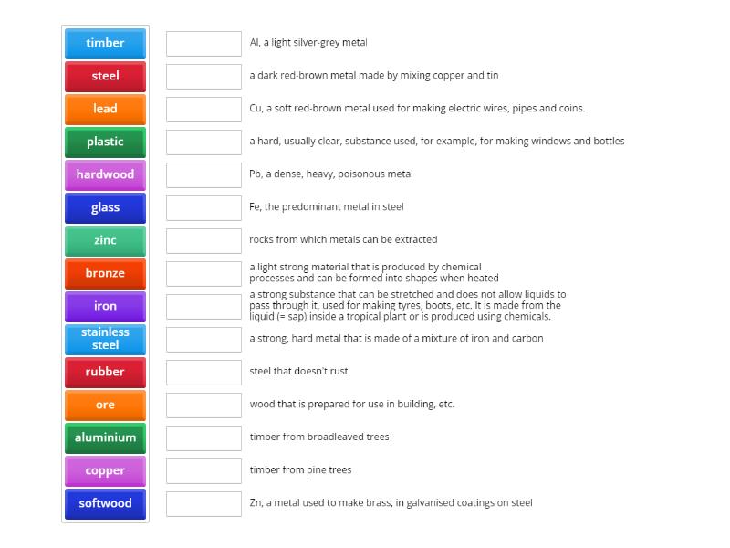 describing specific materials Cambridge English Engineering U2 Match up