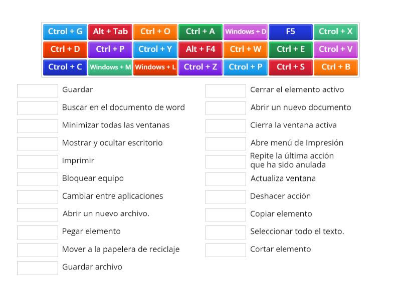 COMANDOS DE WORD - Match up