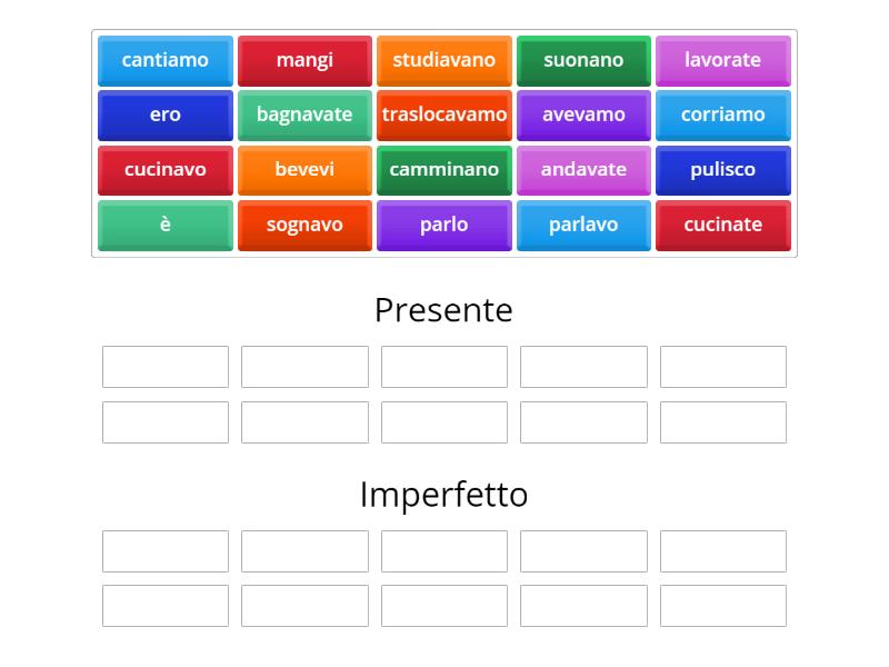 Verbi ESSERE E AVERE (imperfetto Indicativo) 2 - Group Sort