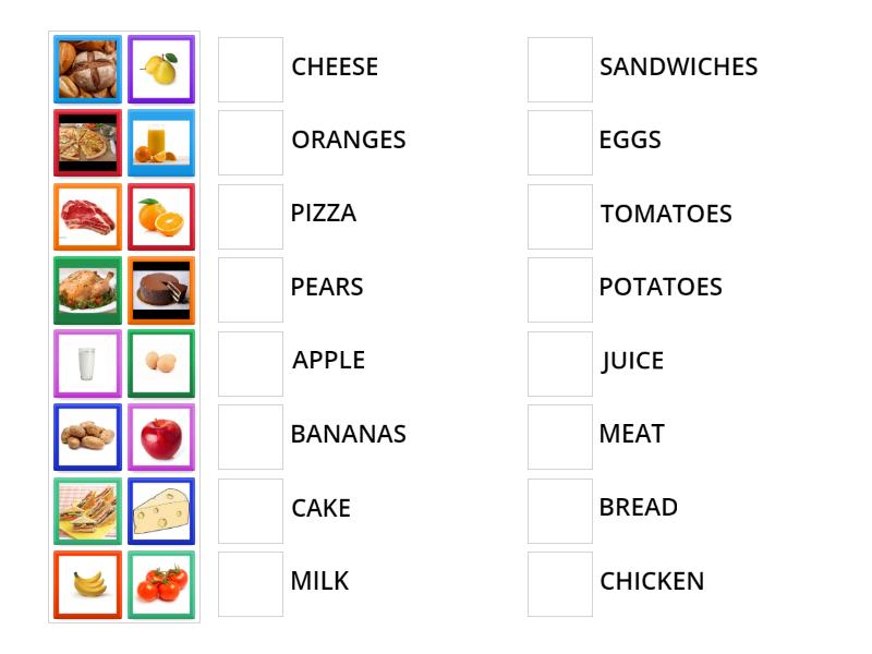 Basic Food Vocabulary - Match up