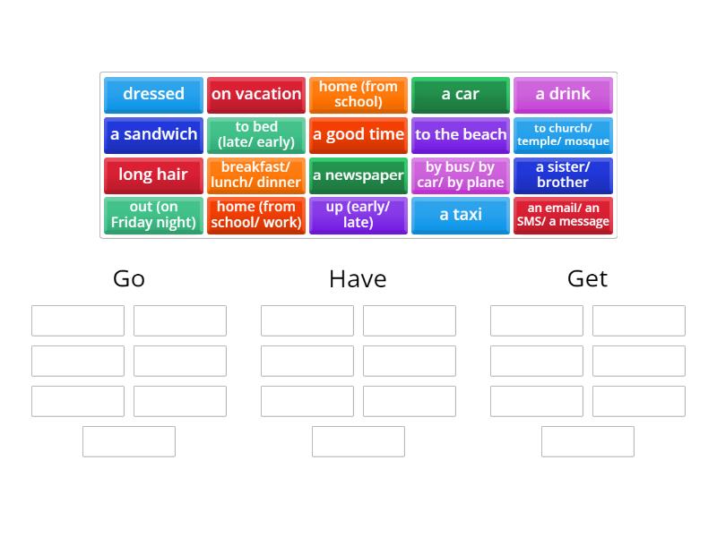 AEF 7C go get have vocabulary - Group sort