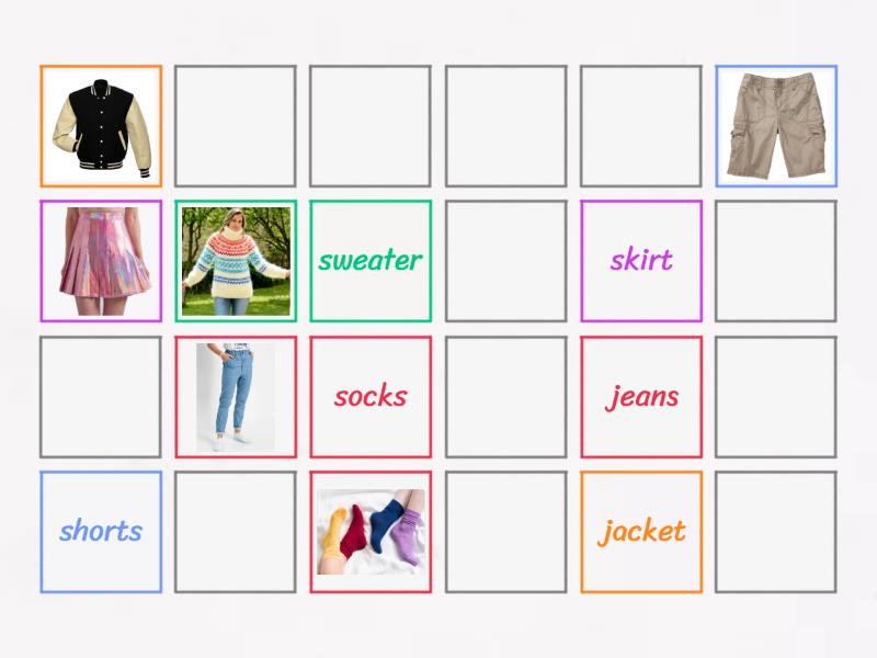 SM1 Unit 7 Clothes - Matching pairs