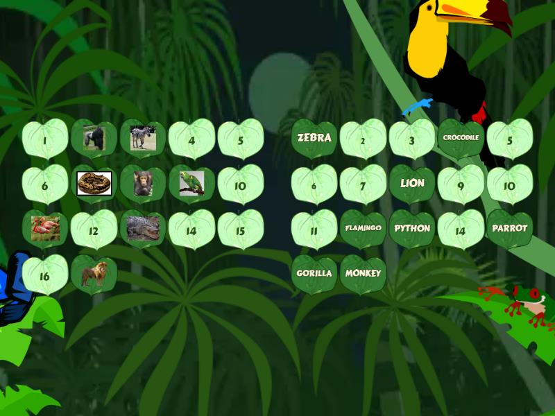 wild animals 3rd form - Matching pairs