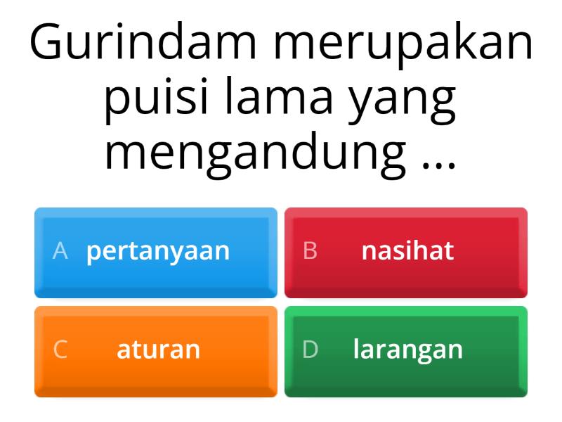 BIN VII PUISI RAKYAT - Quiz