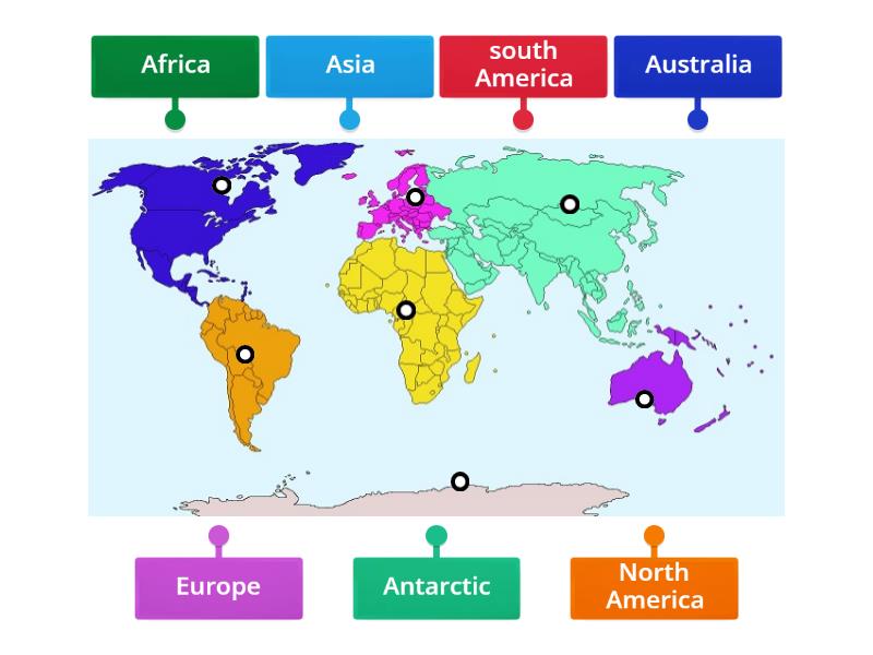 continenets of the world - Labelled diagram