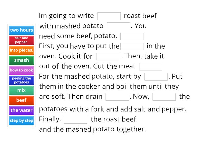 Roast beef with mashed potato - Complete the sentence