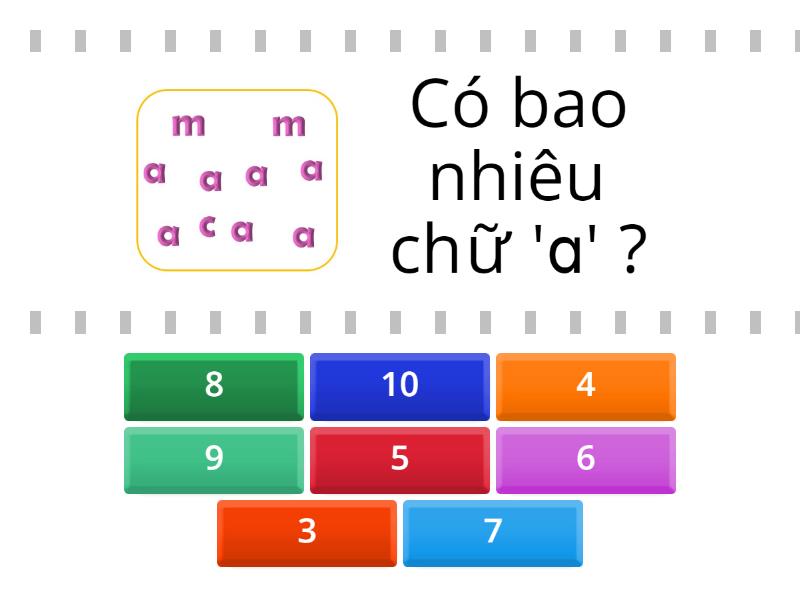 Đếm số lượng chữ theo yêu cầu/ Count the letters - Find the match