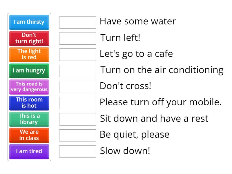 English File Elementary 2C Imperatives - Match up