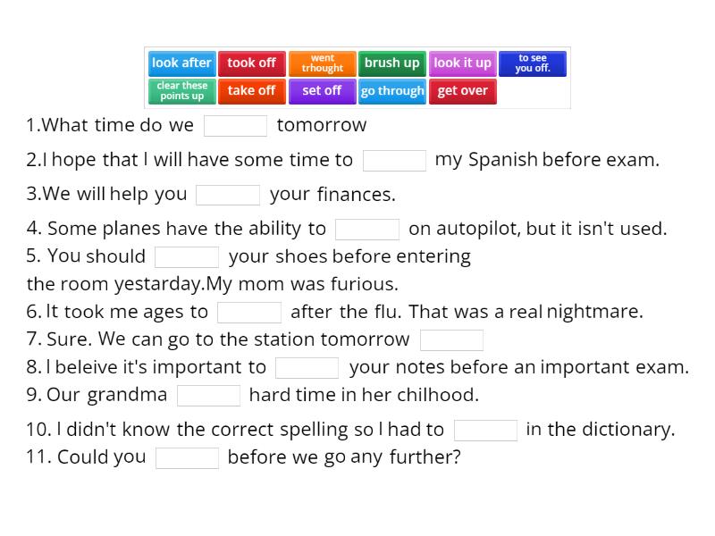 Fill gaps First part - Complete the sentence