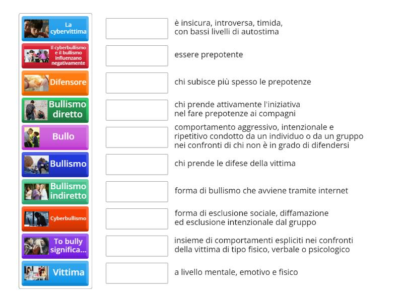 Bullismo E Cyberbullismo - QUIZ - Match Up