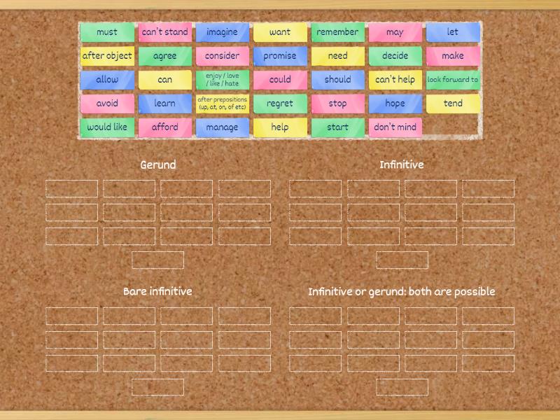 Verb patterns - Group sort