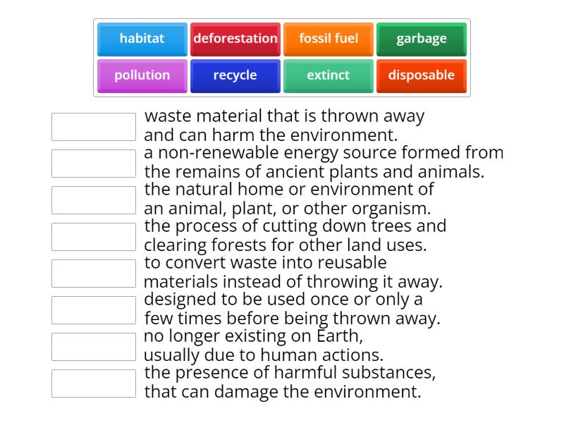 Environmental problems - Match up