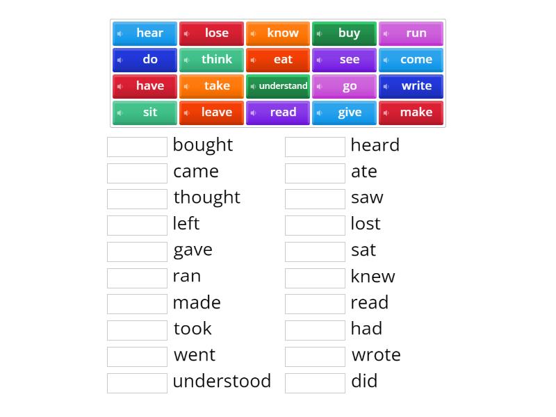 past simple irregular verbs - Match up