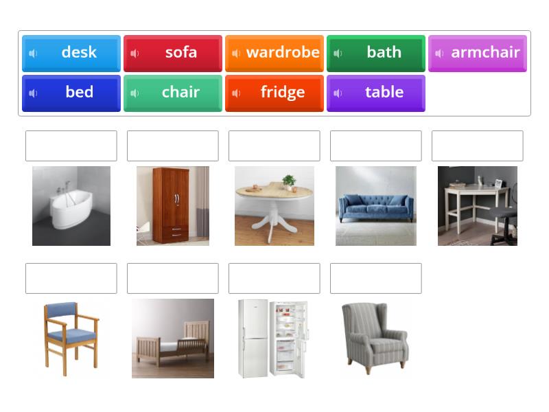 Go getter 1. Unit 3. Furniture - Une las parejas