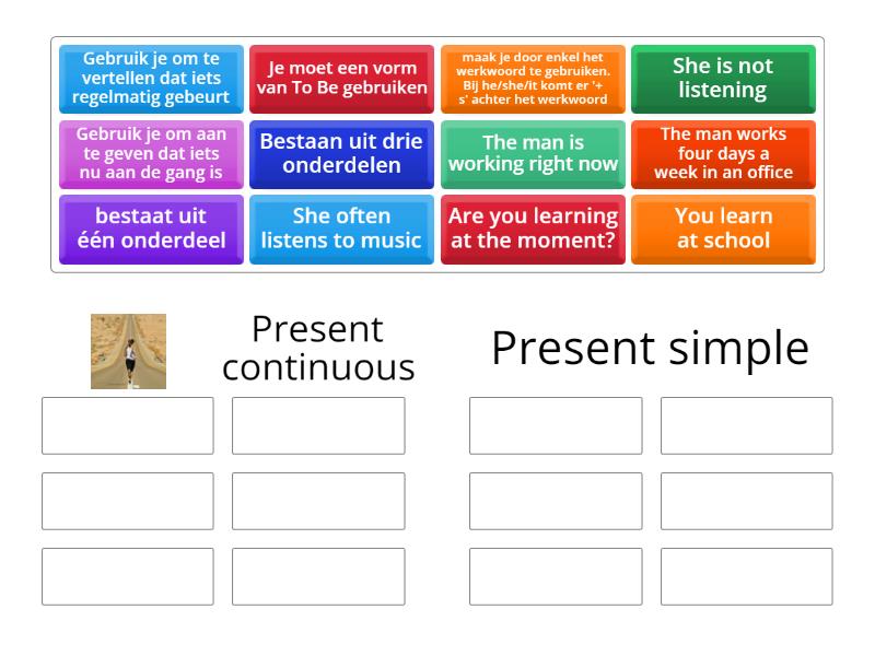 Present continuous - present simple - Group sort