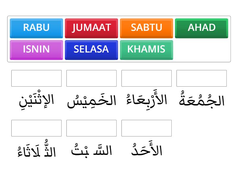 Menyebut perkataan mudah dalam Bahasa arab (Hari-hari dalam seminggu
