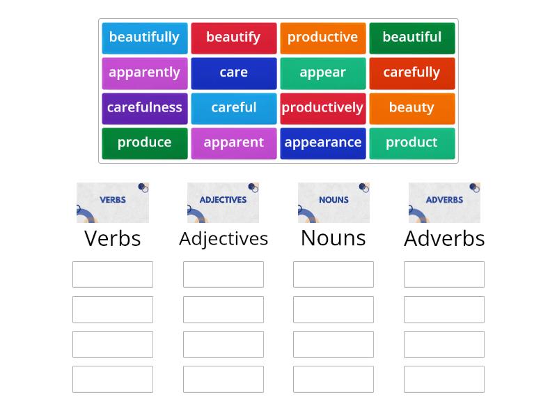 Verb Adjective Noun Or Adverb Group Sort