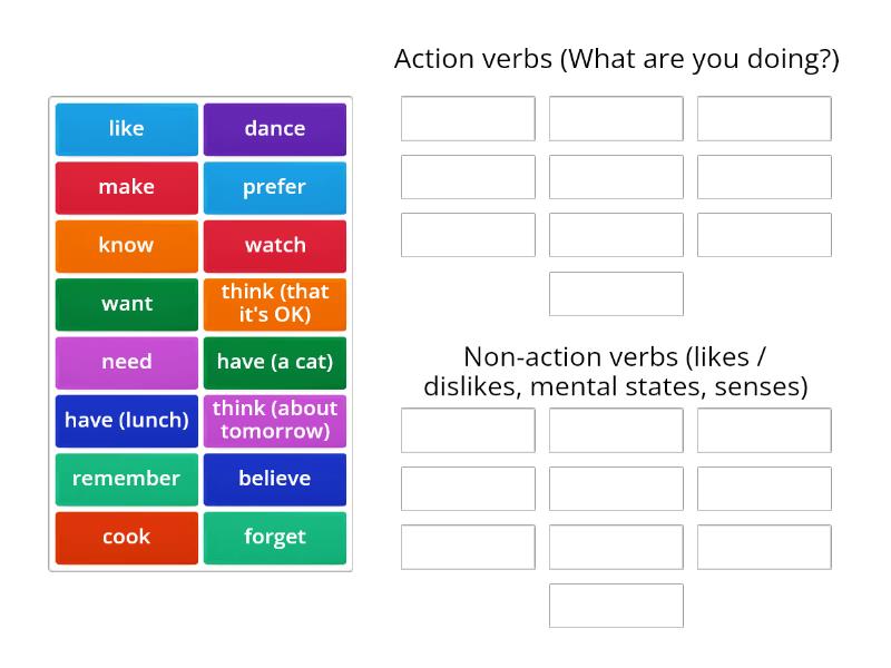 what is action and non action verbs