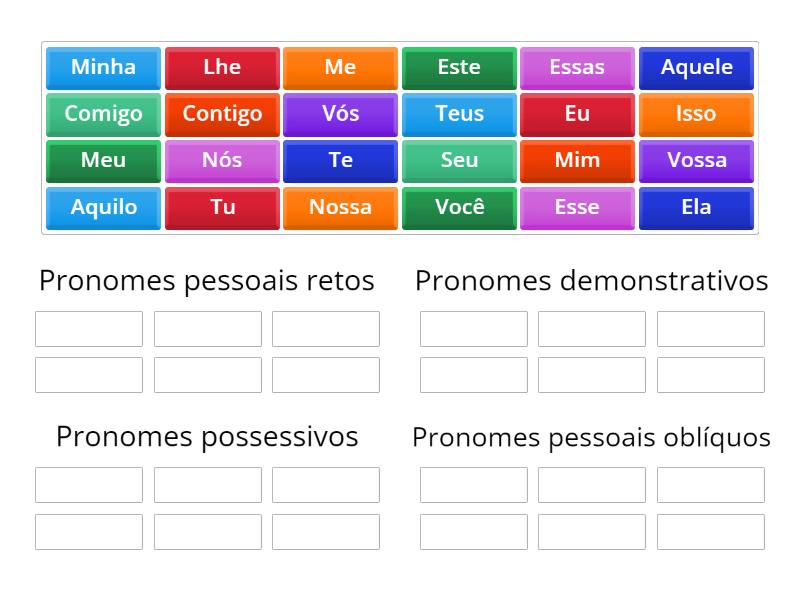 Pronomes 3º ano - Group sort