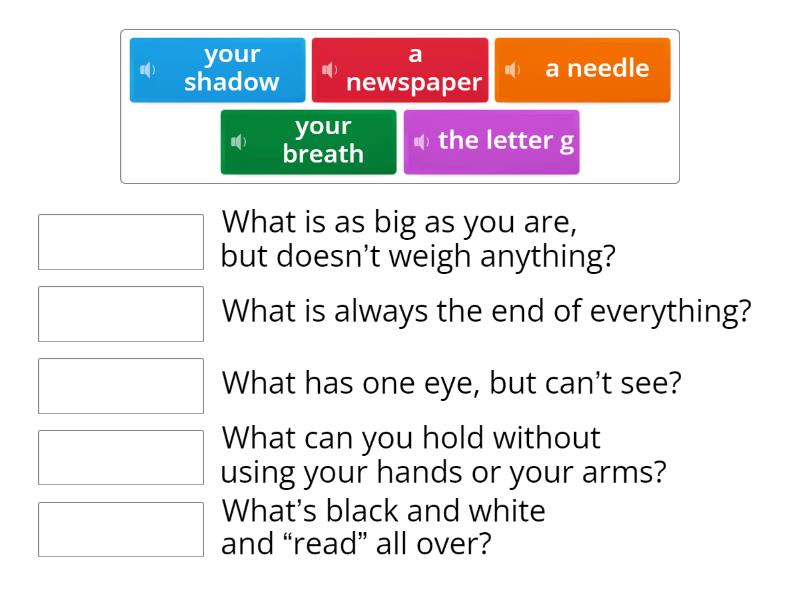 Additional Activity - Riddles - Match up